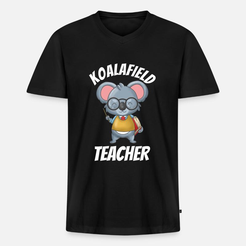 Koala - Männer Premium Bio T-Shirt mit V-Ausschnitt - Schwarz