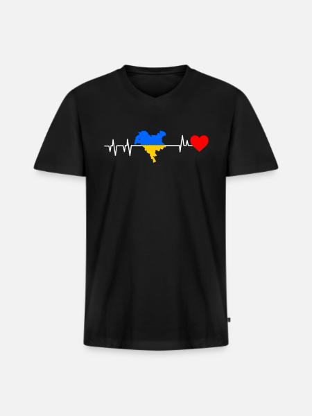 Kiew Herzschlag Geschenk - Männer Premium Bio T-Shirt mit V-Ausschnitt - Schwarz