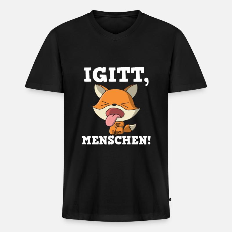 Igitt Menschen - Männer Premium Bio T-Shirt mit V-Ausschnitt - Schwarz