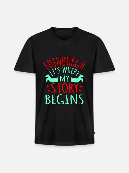 Edinburgh Story gift - Men's Premium Organic T-shirt with V-neck - black