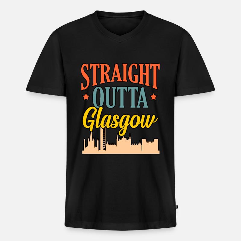 Glasgow Schottland Geschenk - Männer Premium Bio T-Shirt mit V-Ausschnitt - Schwarz