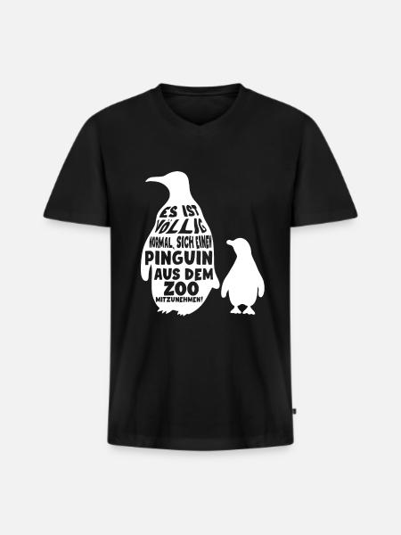Pinguin - Männer Premium Bio T-Shirt mit V-Ausschnitt - Schwarz