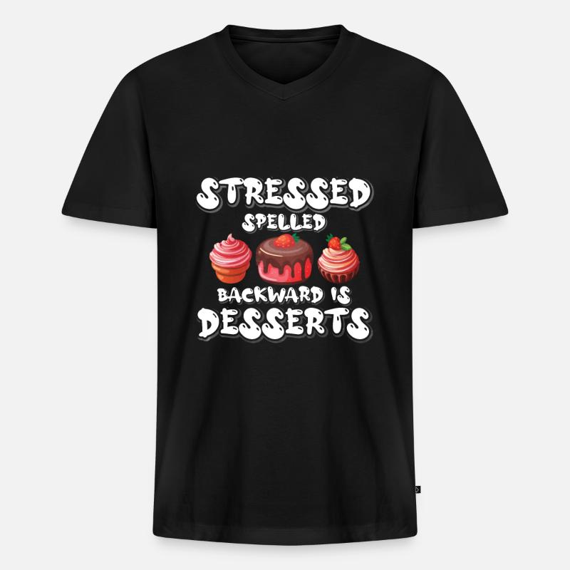 Gestresste Zauber Desserts Geschenk - Männer Premium Bio T-Shirt mit V-Ausschnitt - Schwarz