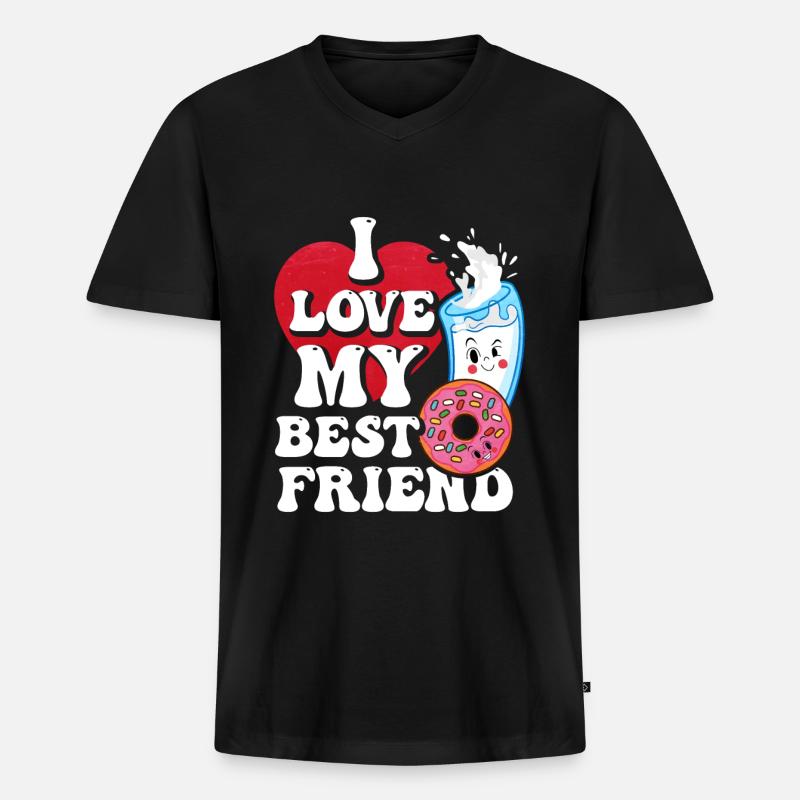 Milch-donut-geschenk - Männer Premium Bio T-Shirt mit V-Ausschnitt - Schwarz