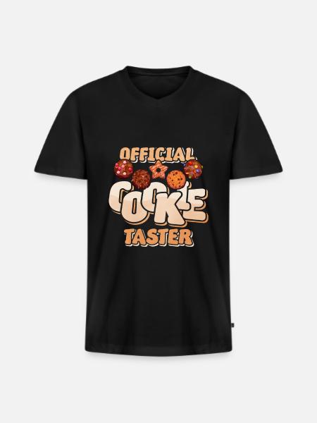 Cadeau de dégustation de biscuits - T-shirt encolure en V Premium bio Homme - noir