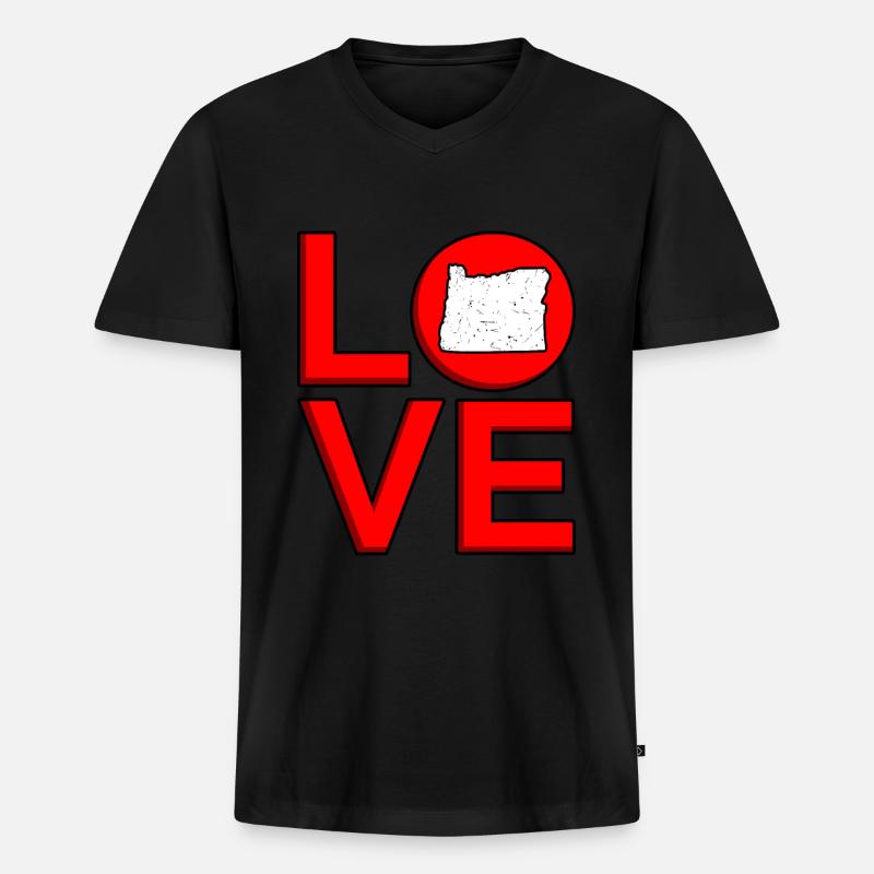 Liebes oregon geschenk - Männer Premium Bio T-Shirt mit V-Ausschnitt - Schwarz