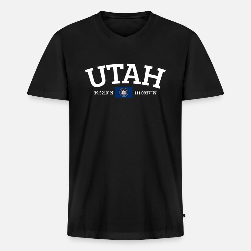 Utah - Männer Premium Bio T-Shirt mit V-Ausschnitt - Schwarz