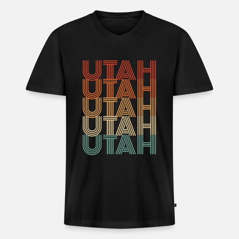 Utah - Männer Premium Bio T-Shirt mit V-Ausschnitt - Schwarz
