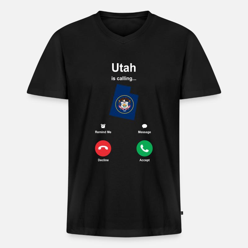 Utah - Männer Premium Bio T-Shirt mit V-Ausschnitt - Schwarz