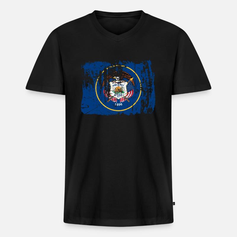Utah - Männer Premium Bio T-Shirt mit V-Ausschnitt - Schwarz