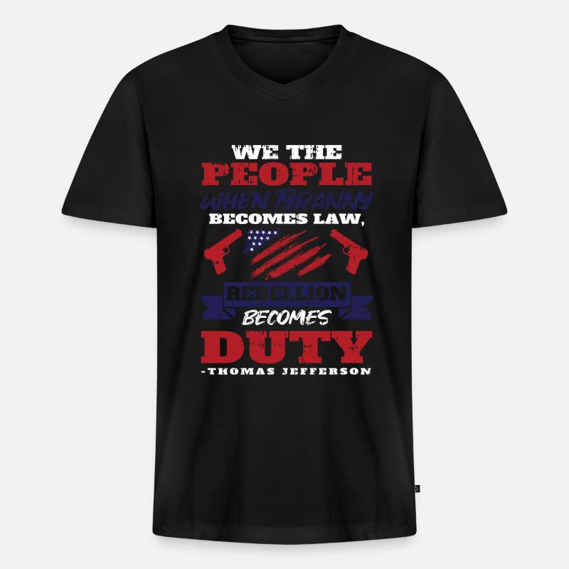 Thomas Jefferson - Männer Premium Bio T-Shirt mit V-Ausschnitt - Schwarz