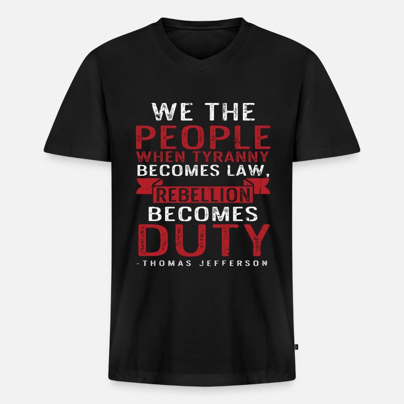 Thomas Jefferson - Männer Premium Bio T-Shirt mit V-Ausschnitt - Schwarz