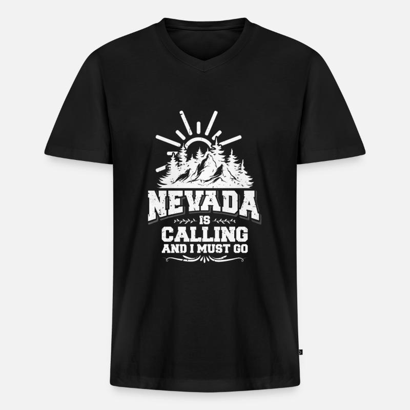 Nevada Geschenkidee - Männer Premium Bio T-Shirt mit V-Ausschnitt - Schwarz