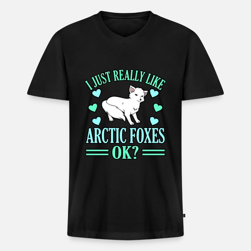 Polarfuchs - Männer Premium Bio T-Shirt mit V-Ausschnitt - Schwarz