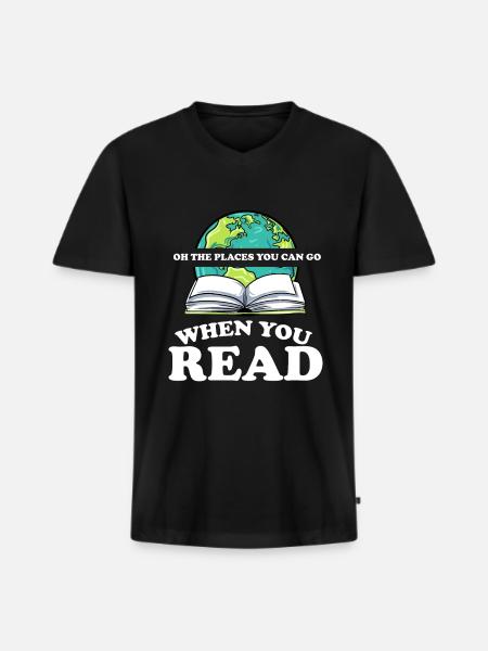 Lesen - Männer Premium Bio T-Shirt mit V-Ausschnitt - Schwarz
