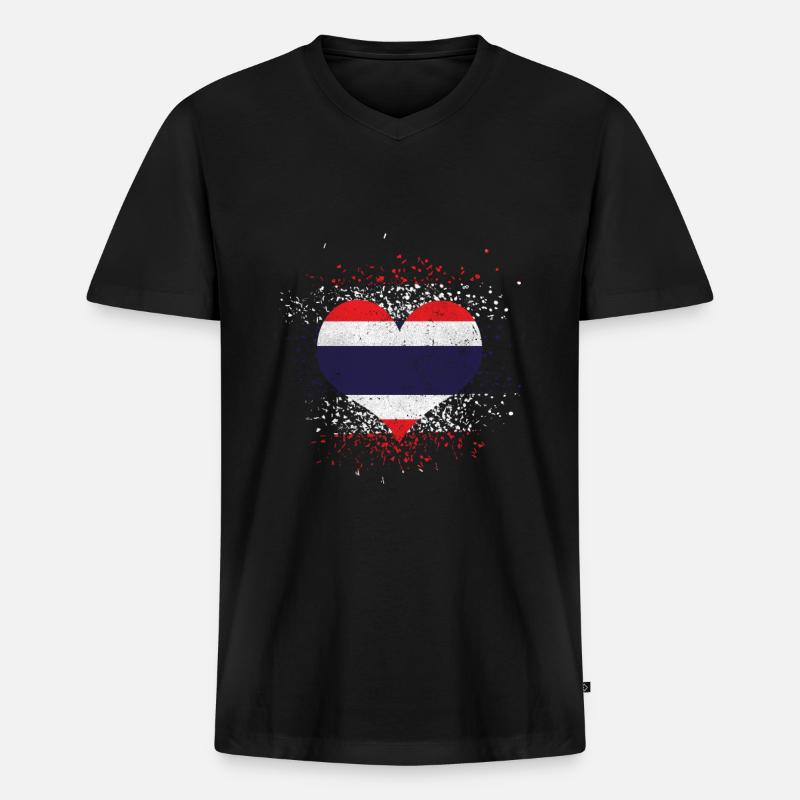 Thailand - Männer Premium Bio T-Shirt mit V-Ausschnitt - Schwarz