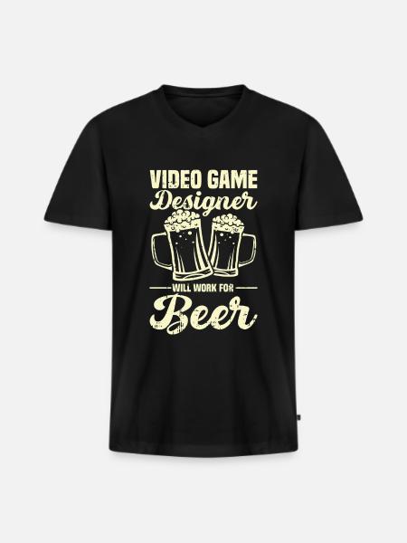 Video Game Designer - Männer Premium Bio T-Shirt mit V-Ausschnitt - Schwarz