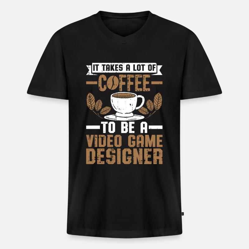 Video Game Designer - Männer Premium Bio T-Shirt mit V-Ausschnitt - Schwarz