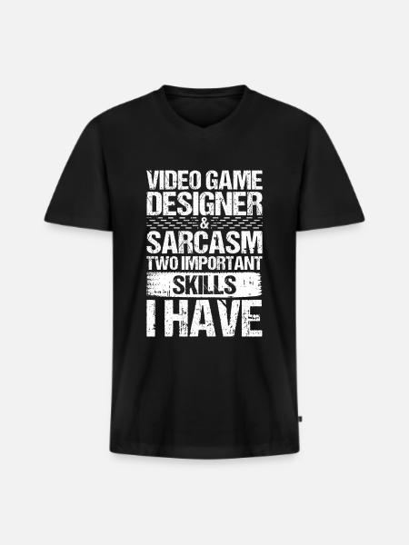 Video Game Designer - Männer Premium Bio T-Shirt mit V-Ausschnitt - Schwarz