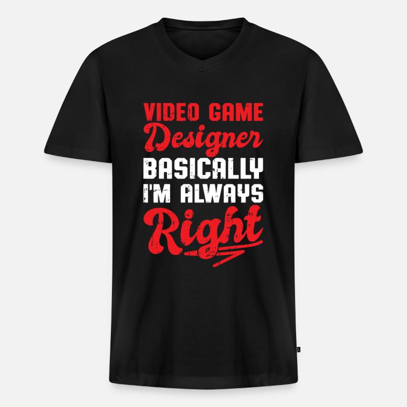 Video Game Designer - Männer Premium Bio T-Shirt mit V-Ausschnitt - Schwarz