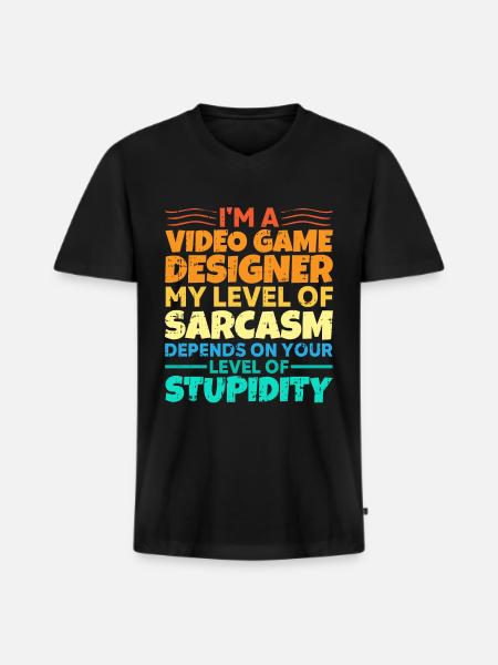 Video Game Designer - Männer Premium Bio T-Shirt mit V-Ausschnitt - Schwarz