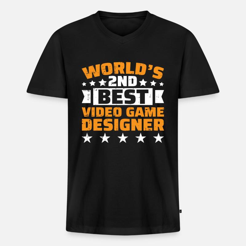 Video Game Designer - Männer Premium Bio T-Shirt mit V-Ausschnitt - Schwarz