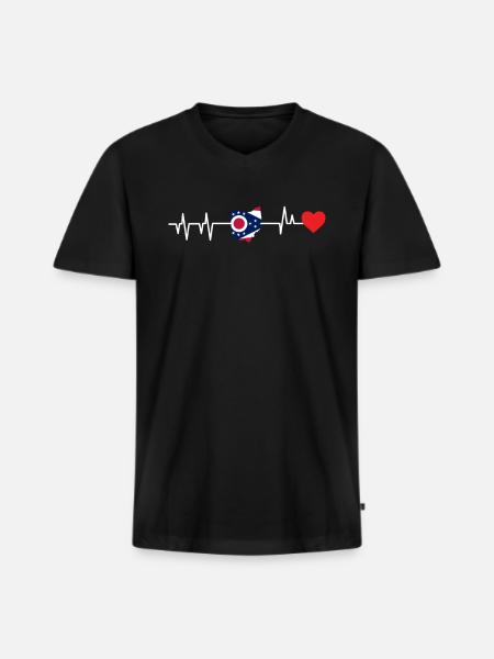 Ohio heartbeat gift - Men's Premium Organic T-shirt with V-neck - black