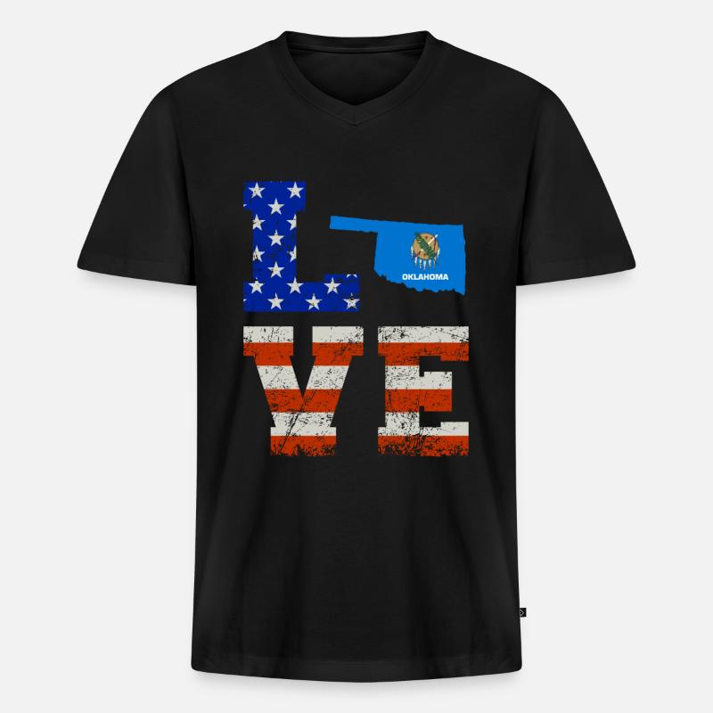 Liebes oklahoma-geschenk - Männer Premium Bio T-Shirt mit V-Ausschnitt - Schwarz