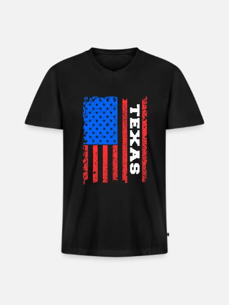 Texas Usa flags gift - Men's Premium Organic T-shirt with V-neck - black