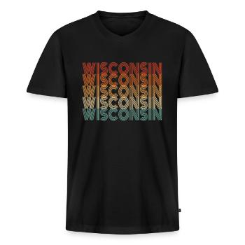 Wisconsin resident gift - Men's Premium Organic T-shirt with V-neck - black - Front - Nico (187cm)