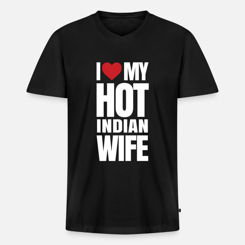 Indisches Ehefrauengeschenk - Männer Premium Bio T-Shirt mit V-Ausschnitt - Schwarz