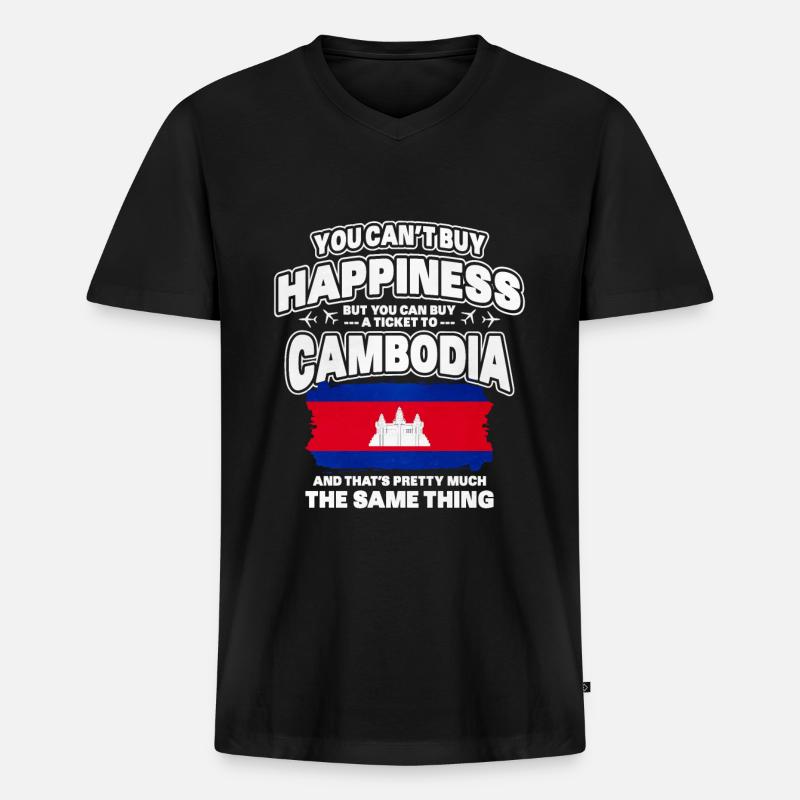 Kambodscha - Männer Premium Bio T-Shirt mit V-Ausschnitt - Schwarz