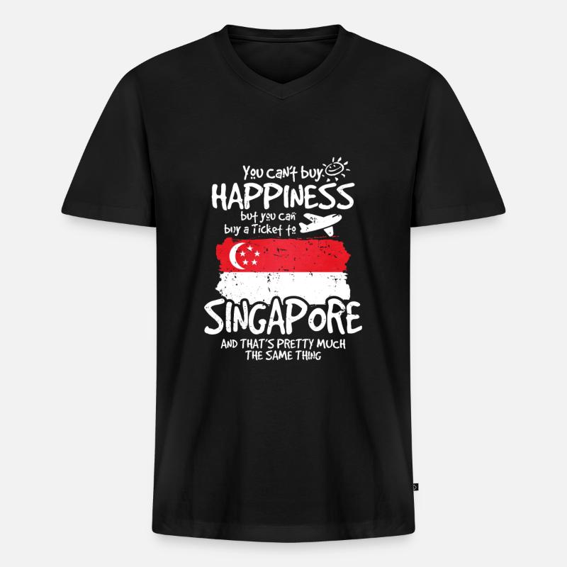 Singapur - Männer Premium Bio T-Shirt mit V-Ausschnitt - Schwarz