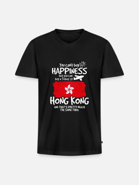 Hong Kong - Men's Premium Organic T-shirt with V-neck - black