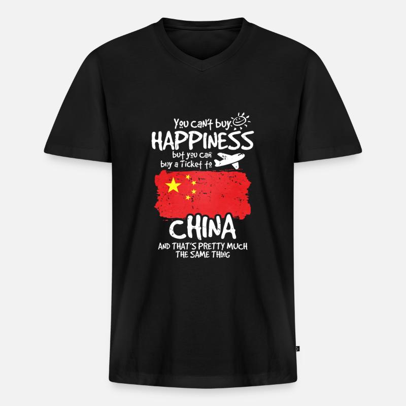 China - Männer Premium Bio T-Shirt mit V-Ausschnitt - Schwarz