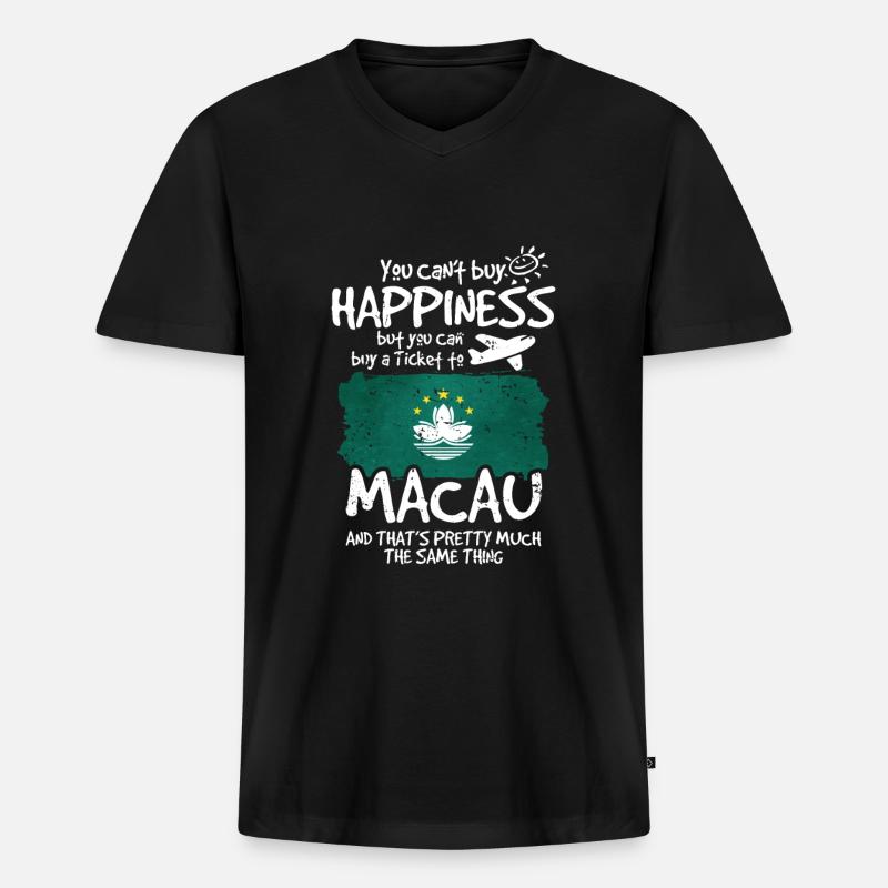 Macau - Männer Premium Bio T-Shirt mit V-Ausschnitt - Schwarz