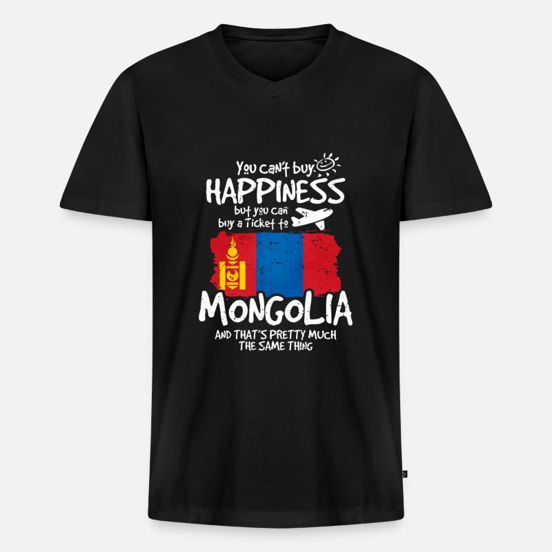 Mongolei - Männer Premium Bio T-Shirt mit V-Ausschnitt - Schwarz