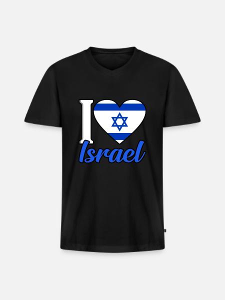 Israel - Männer Premium Bio T-Shirt mit V-Ausschnitt - Schwarz