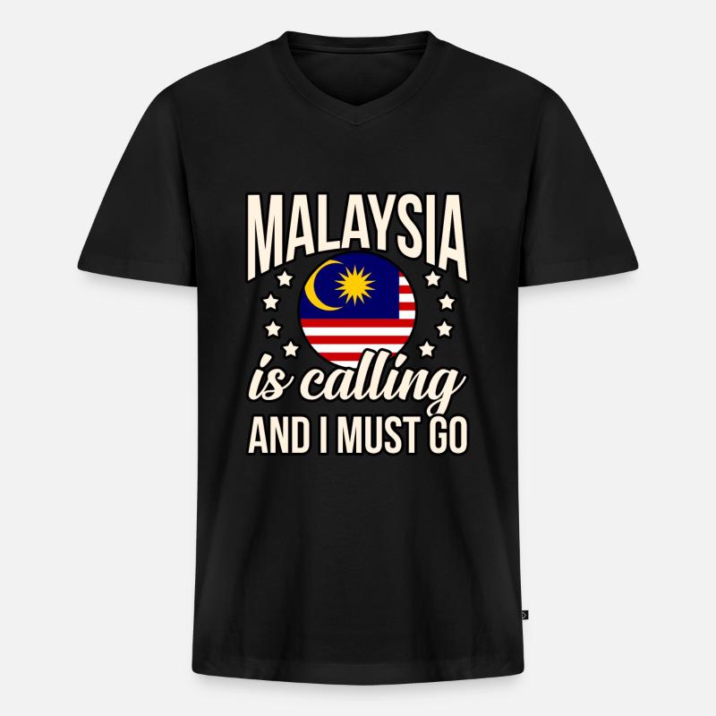 Malaysia - Männer Premium Bio T-Shirt mit V-Ausschnitt - Schwarz
