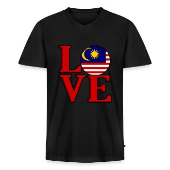 Malaisie - T-shirt encolure en V Premium bio Homme - noir - Devant - Nico (187cm)