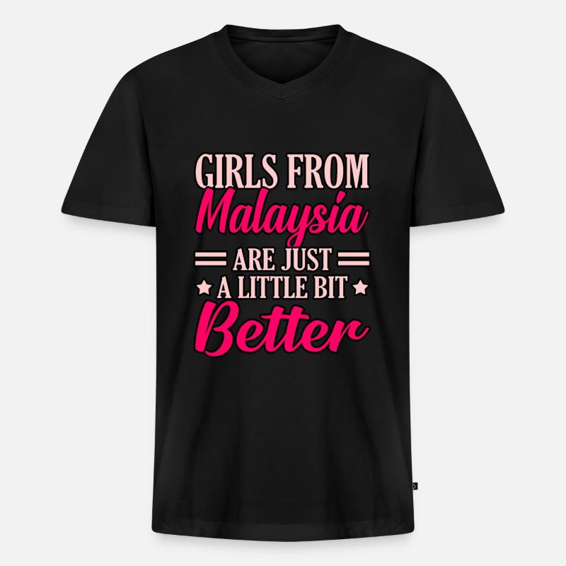 Malaysia - Männer Premium Bio T-Shirt mit V-Ausschnitt - Schwarz
