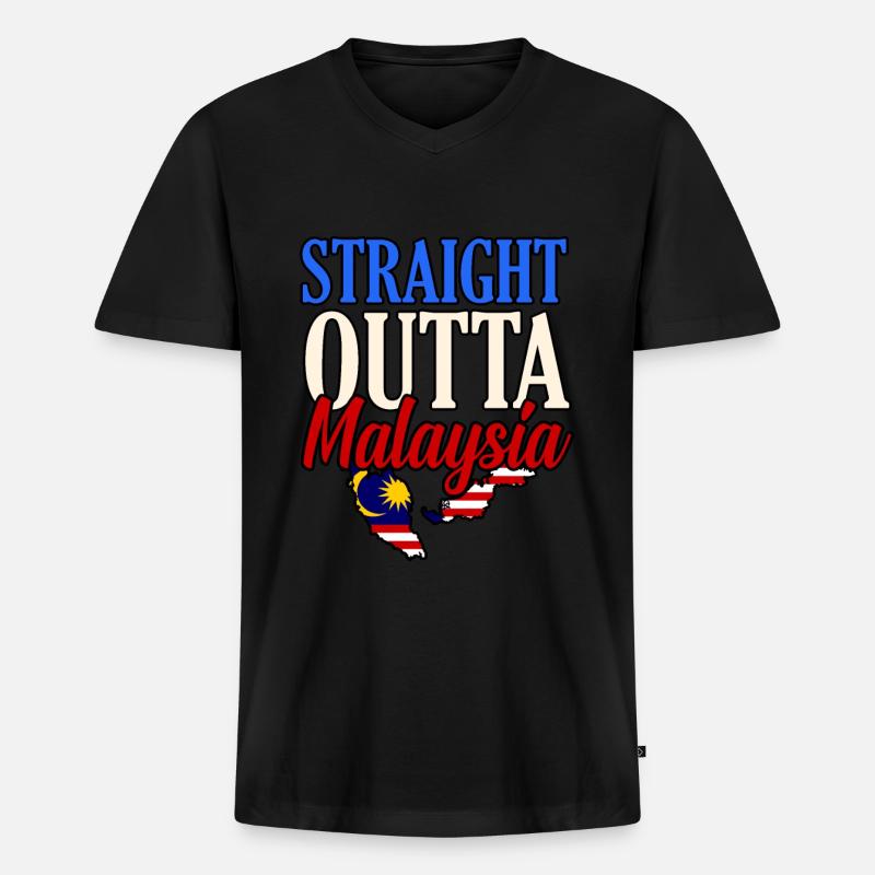 Malaysia - Männer Premium Bio T-Shirt mit V-Ausschnitt - Schwarz