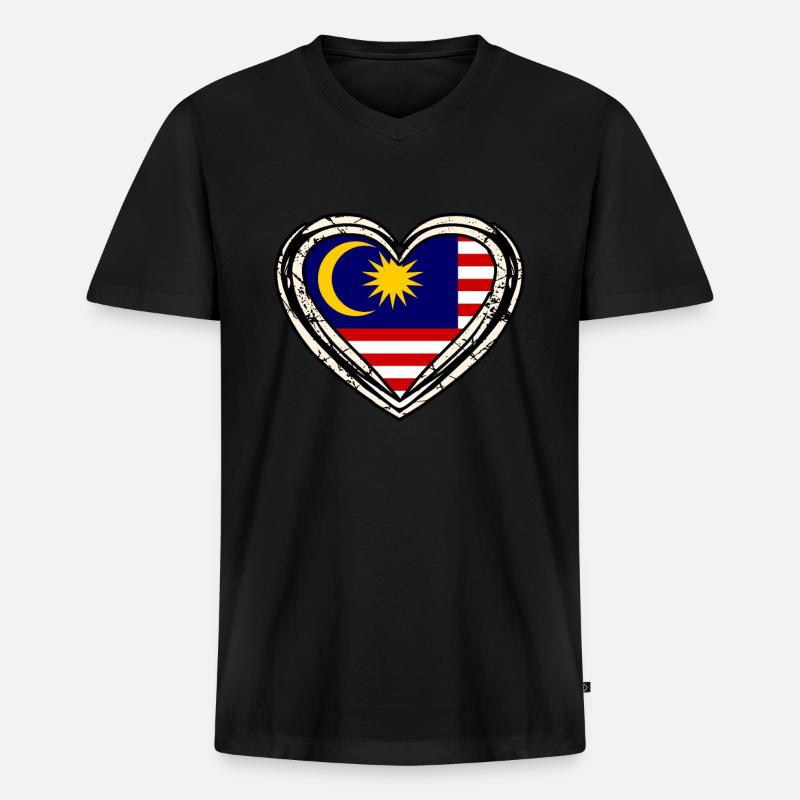 Malaysia - Männer Premium Bio T-Shirt mit V-Ausschnitt - Schwarz