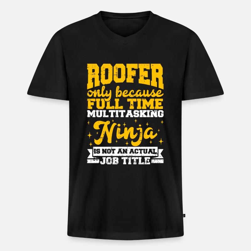 Bauarbeiter Dachdecker Geschenkidee - Männer Premium Bio T-Shirt mit V-Ausschnitt - Schwarz