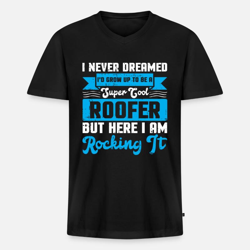 Bauarbeiter Dachdecker Geschenkidee - Männer Premium Bio T-Shirt mit V-Ausschnitt - Schwarz