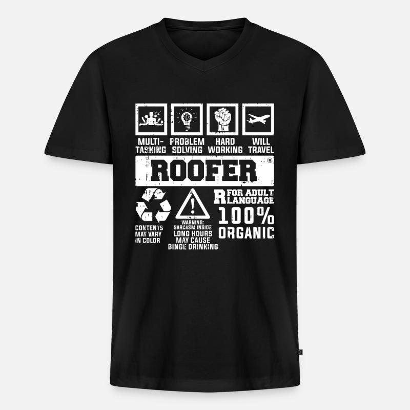 Bauarbeiter Dachdecker Geschenkidee - Männer Premium Bio T-Shirt mit V-Ausschnitt - Schwarz