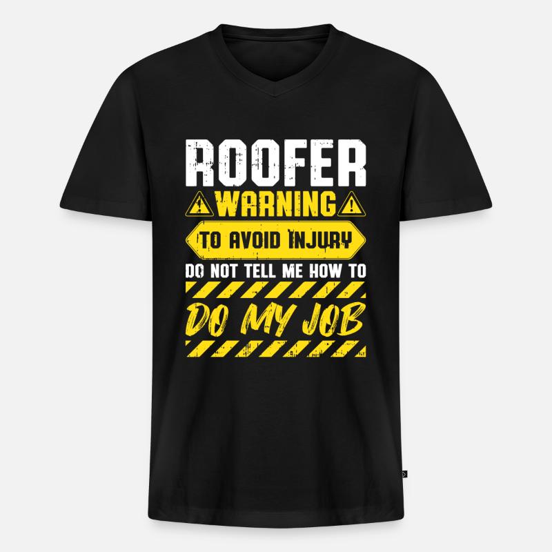 Bauarbeiter Dachdecker Geschenkidee - Männer Premium Bio T-Shirt mit V-Ausschnitt - Schwarz