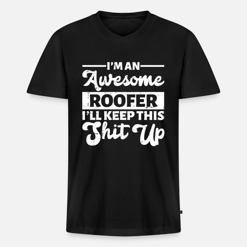 Bauarbeiter Dachdecker Geschenkidee - Männer Premium Bio T-Shirt mit V-Ausschnitt - Schwarz