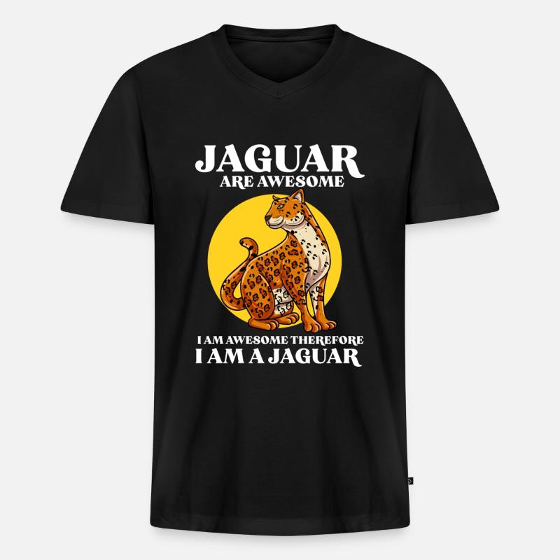 Jaguar Geschenkidee - Männer Premium Bio T-Shirt mit V-Ausschnitt - Schwarz