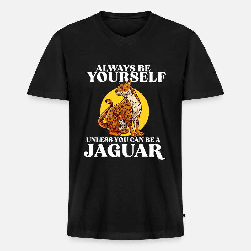 Jaguar Geschenkidee - Männer Premium Bio T-Shirt mit V-Ausschnitt - Schwarz